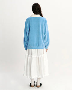 Fallett Velour Collar Sweatshirt Melange Sky Blue