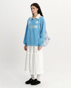 Fallett Velour Collar Sweatshirt Melange Sky Blue