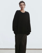 将图片加载到图库查看器，Adlielos Grid Round Neck Knit Black
