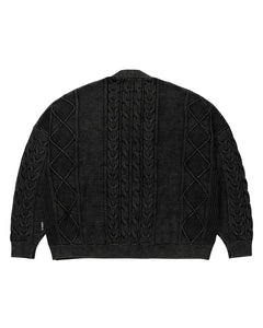 AJOBYAJO Cable Washed Cardigan Black