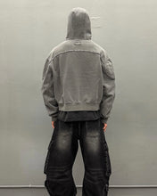 将图片加载到图库查看器，BLR Bleached Curved Incision Sweat Zip-Up Hoodie Grey
