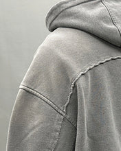 将图片加载到图库查看器，BLR Bleached Curved Incision Sweat Zip-Up Hoodie Grey
