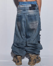 Load image into Gallery viewer, BLR Destroyed Oil Washed Wide Denim Pants Light Blue
