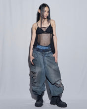 Load image into Gallery viewer, BLR Destroyed Oil Washed Wide Denim Pants Light Blue
