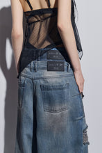 Load image into Gallery viewer, BLR Destroyed Oil Washed Wide Denim Pants Light Blue
