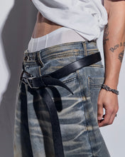 将图片加载到图库查看器，BLR Embossed Wave Washing Wide Denim Pants Light Blue
