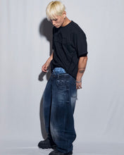 Load image into Gallery viewer, BLR Dirty Oil Washed Wide Denim Pants Blue
