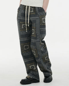 Nomantic Multi Pattern Cotton Pants Black