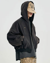 将图片加载到图库查看器，AJOBYAJO Cropped Washed Zip-Up Hoodie Black
