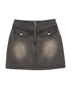 Bitter Cells Collect Washing Denim Skirt Brown