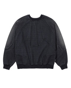 AJOBYAJO Paneled Denim Sweatshirt Black