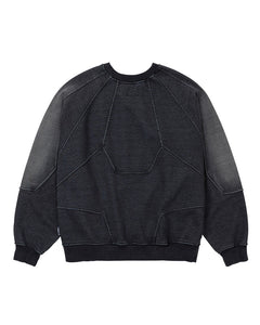 AJOBYAJO Paneled Denim Sweatshirt Black