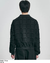 Load image into Gallery viewer, AJOBYAJO Fringe Check Cardigan Black
