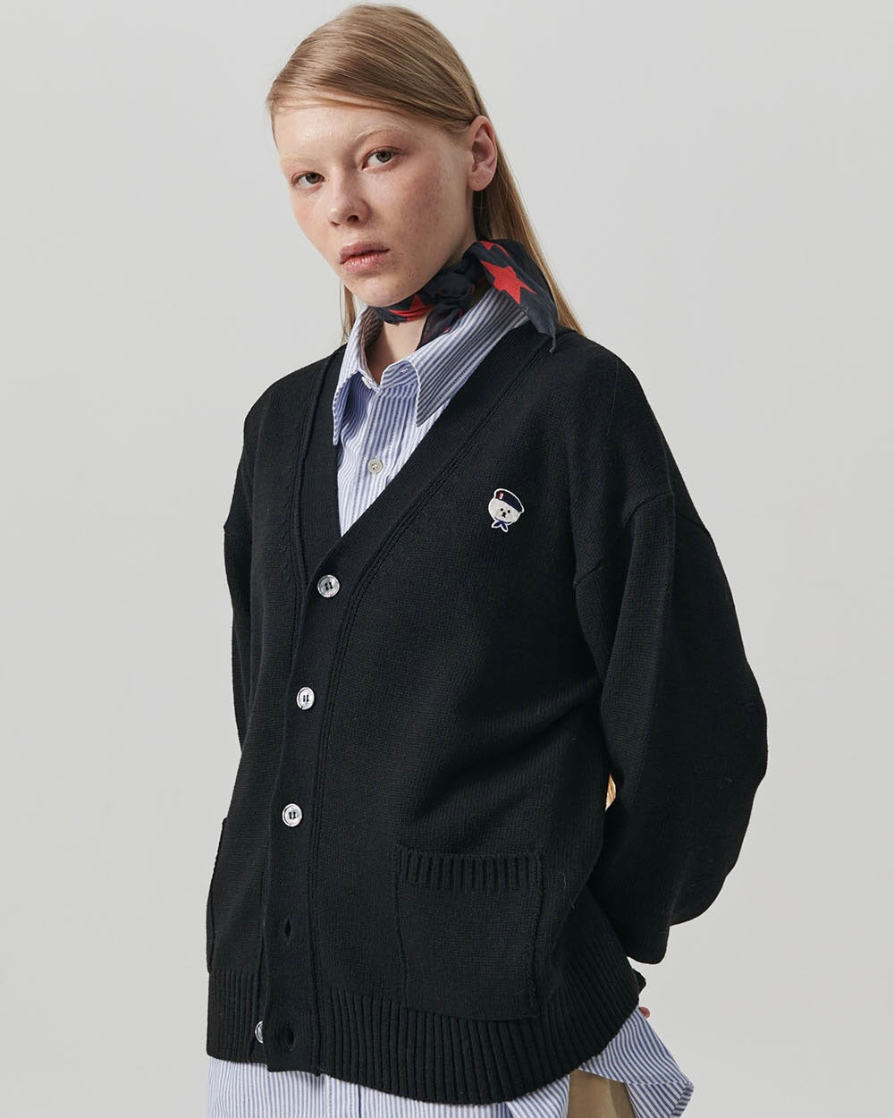 ILP Logo Wappen Organic Cotton Basic Cardigan Black