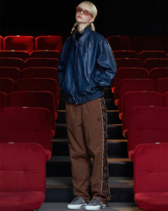 UNALLOYED Faux Leather Western Blouson Blue