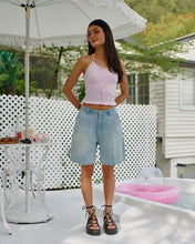 Load image into Gallery viewer, Bitter Cells Rachel Pearl Denim Shorts Light Blue
