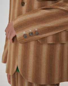UNALLOYED Pocket Stripe Blazer Jacket Light Brown