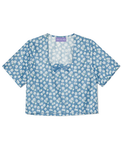 Letter From Moon Daisy Square Neck T-shirt Blue