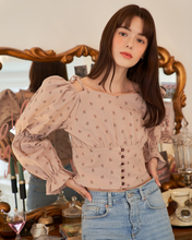 Load image into Gallery viewer, Letter From Moon Dandelion Heart Neck Blouse Brown

