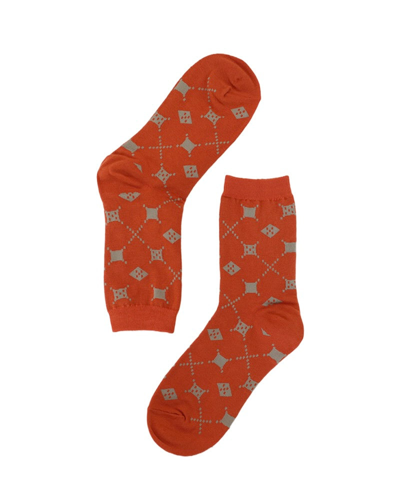 UNALLOYED Argyle Pattern Socks Orange